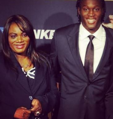 Adolphine Lukaku with her son Romelu Lukaku attending an event